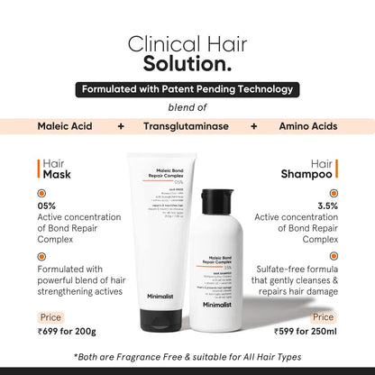Minimalist Hair Shampoo for Damaged & Frizzy Hair – Maleic Bond Repair Complex 3.5%, Argan Oil, Ceramides & Coconut Oil – 8.5 Fl Oz Avelisse