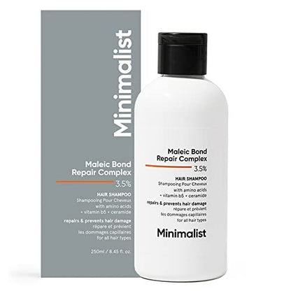 Minimalist Hair Shampoo for Damaged & Frizzy Hair – Maleic Bond Repair Complex 3.5%, Argan Oil, Ceramides & Coconut Oil – 8.5 Fl Oz Avelisse