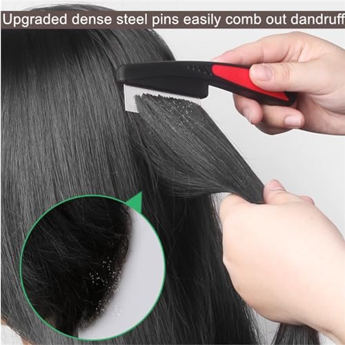 2 Pieces Stainless Steel Fine & Wide Tooth Comb Set - Professional Dandruff Combs Grooming Tool for Men and Women - görsel 6