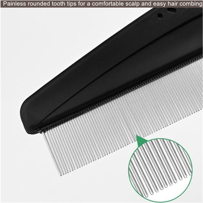 2 Pieces Stainless Steel Fine & Wide Tooth Comb Set - Professional Dandruff Combs Grooming Tool for Men and Women