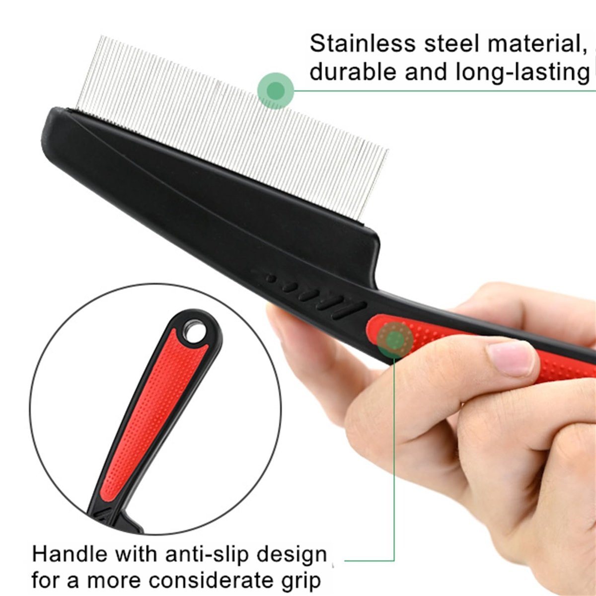 2 Pieces Stainless Steel Fine & Wide Tooth Comb Set - Professional Dandruff Combs Grooming Tool for Men and Women - görsel 11