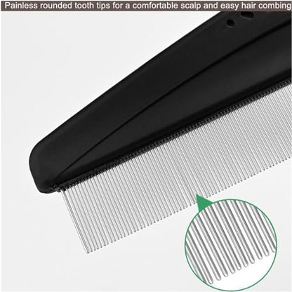 2 Pieces Stainless Steel Fine & Wide Tooth Comb Set - Professional Dandruff Combs Grooming Tool for Men and Women