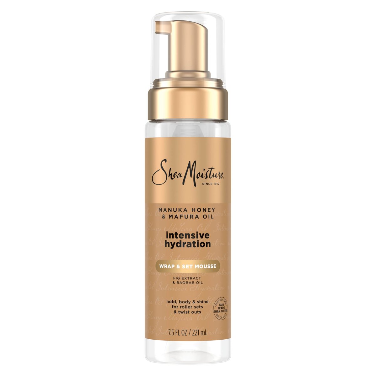 Shea Moisture Manuka Honey & Mafura Oil Wrap & Set Mousse - Hydrating Styling Mousse for Hold, Body & Shine - 7.5 oz - görsel 1