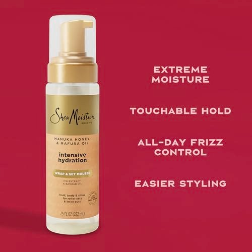 Shea Moisture Manuka Honey & Mafura Oil Wrap & Set Mousse - Hydrating Styling Mousse for Hold, Body & Shine - 7.5 oz - görsel 8