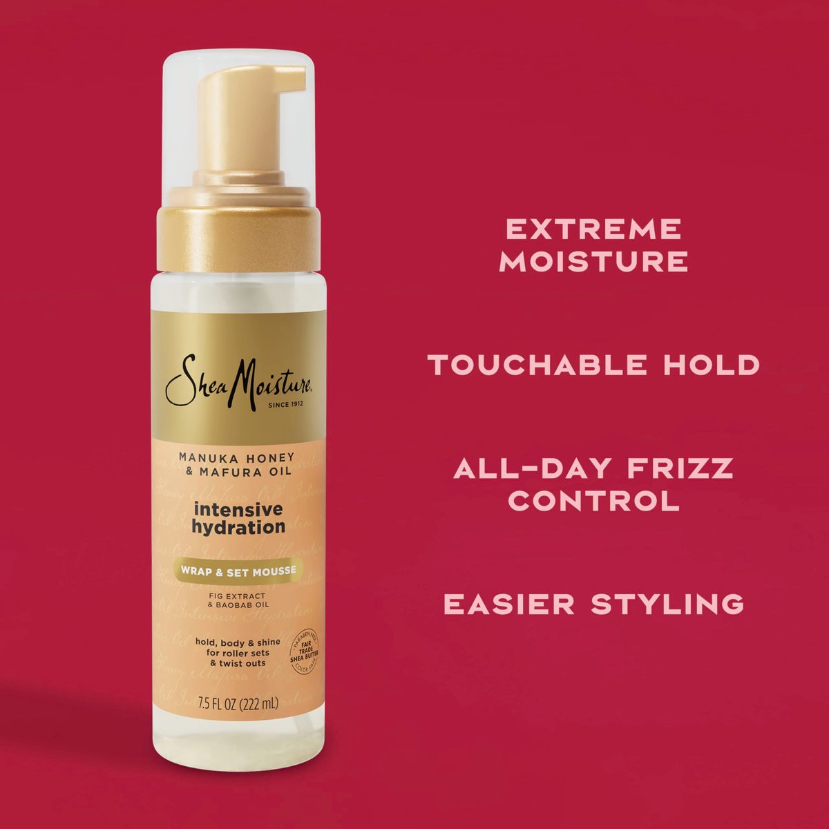 Shea Moisture Manuka Honey & Mafura Oil Wrap & Set Mousse - Hydrating Styling Mousse for Hold, Body & Shine - 7.5 oz - görsel 7