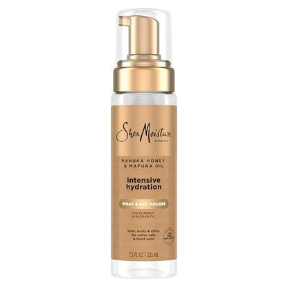Shea Moisture Manuka Honey & Mafura Oil Wrap & Set Mousse - Hydrating Styling Mousse for Hold, Body & Shine - 7.5 oz