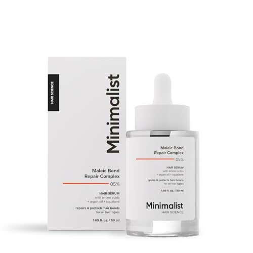 Minimalist Hair Serum for Strengthening & Repairing Damaged Hair | Patent Pending Maleic Bond Repair Complex 05% | With Amino Acids, Argan Oil & Squalane | For Women & Men | 1.7 Fl Oz Avelisse