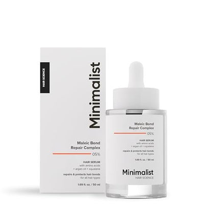 Minimalist Hair Serum for Strengthening & Repairing Damaged Hair | Patent Pending Maleic Bond Repair Complex 05% | With Amino Acids, Argan Oil & Squalane | For Women & Men | 1.7 Fl Oz Avelisse
