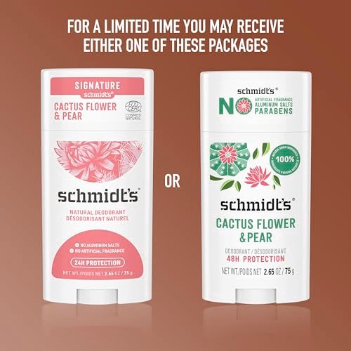 Schmidt's Aluminum-Free Vegan Deodorant Cactus Flower & Pear – 24-Hour Odor Protection, Natural Ingredients, 2 Pack Avelisse