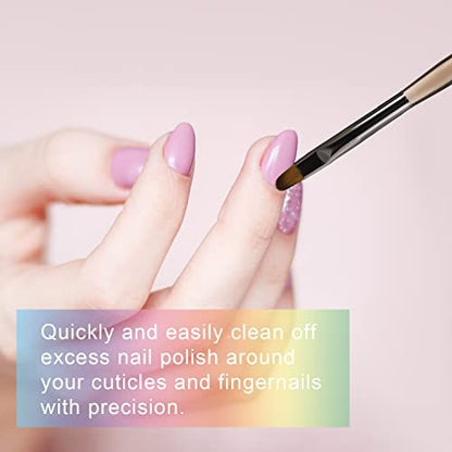 Tea Brown Nail Clean Up Brushes 2-Pack: Round & Angled Head for Precision Art and Polish Mistake Removal