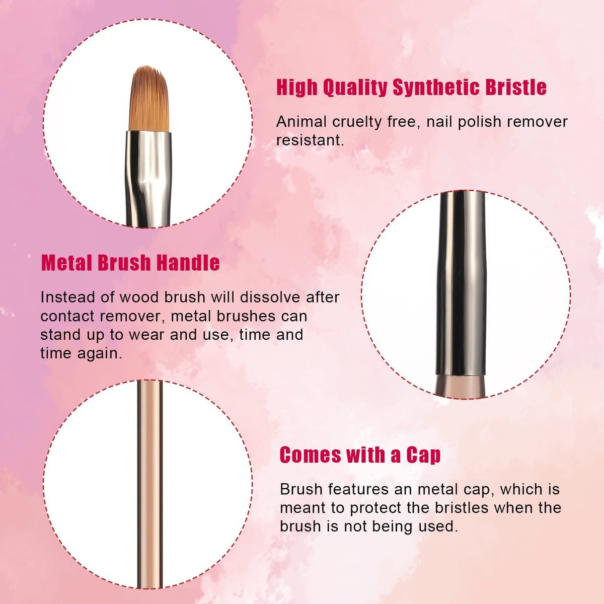 Tea Brown Nail Clean Up Brushes 2-Pack: Round & Angled Head for Precision Art and Polish Mistake Removal - görsel 5