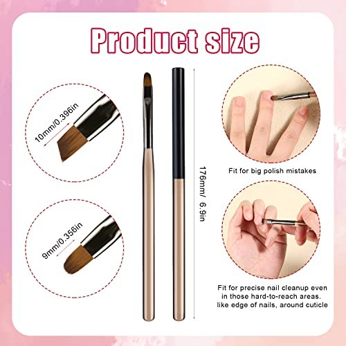 Tea Brown Nail Clean Up Brushes 2-Pack: Round & Angled Head for Precision Art and Polish Mistake Removal - görsel 4