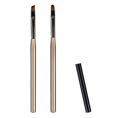 Tea Brown Nail Clean Up Brushes 2-Pack: Round & Angled Head for Precision Art and Polish Mistake Removal