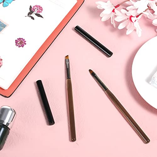 Tea Brown Nail Clean Up Brushes 2-Pack: Round & Angled Head for Precision Art and Polish Mistake Removal - görsel 8
