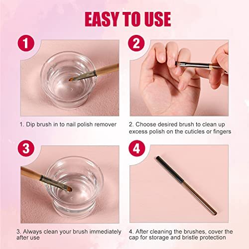 Tea Brown Nail Clean Up Brushes 2-Pack: Round & Angled Head for Precision Art and Polish Mistake Removal - görsel 10