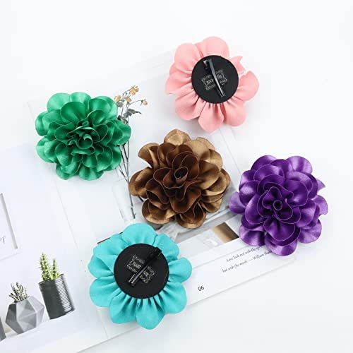 Dizila 12 Pack Satin Solid Large Big Flower Hair Clips Duckbill Alligator Hair Clips Hairpins Barrettes Accessories for Women Girls Teens Kids Avelisse