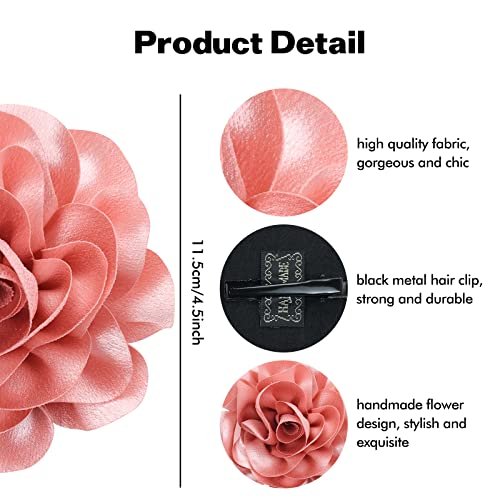 Dizila 12 Pack Satin Solid Large Big Flower Hair Clips Duckbill Alligator Hair Clips Hairpins Barrettes Accessories for Women Girls Teens Kids Avelisse