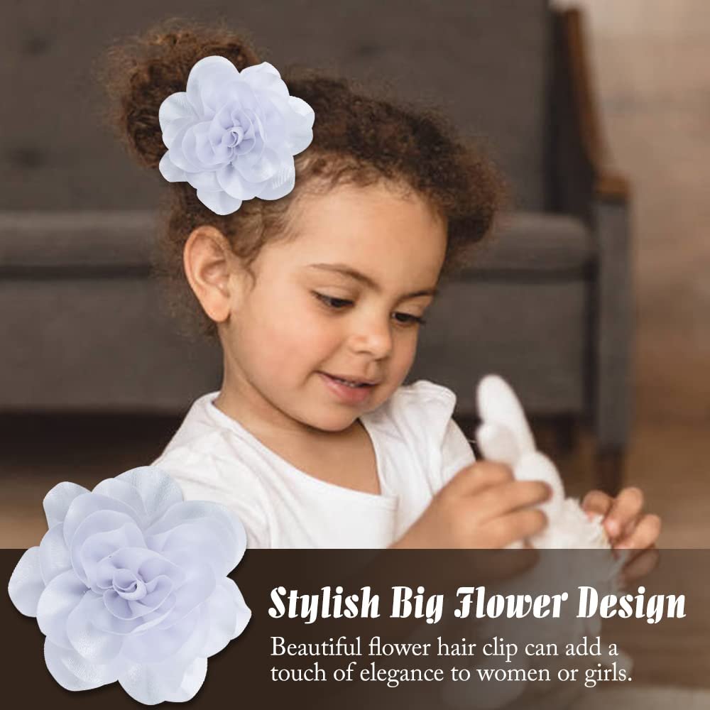Dizila 12 Pack Satin Solid Large Big Flower Hair Clips Duckbill Alligator Hair Clips Hairpins Barrettes Accessories for Women Girls Teens Kids Avelisse