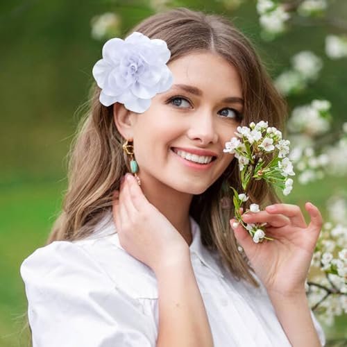 Dizila 12 Pack Satin Solid Large Big Flower Hair Clips Duckbill Alligator Hair Clips Hairpins Barrettes Accessories for Women Girls Teens Kids Avelisse