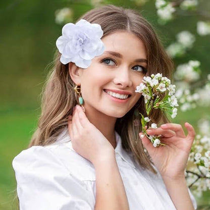 Dizila 12 Pack Satin Solid Large Big Flower Hair Clips Duckbill Alligator Hair Clips Hairpins Barrettes Accessories for Women Girls Teens Kids Avelisse