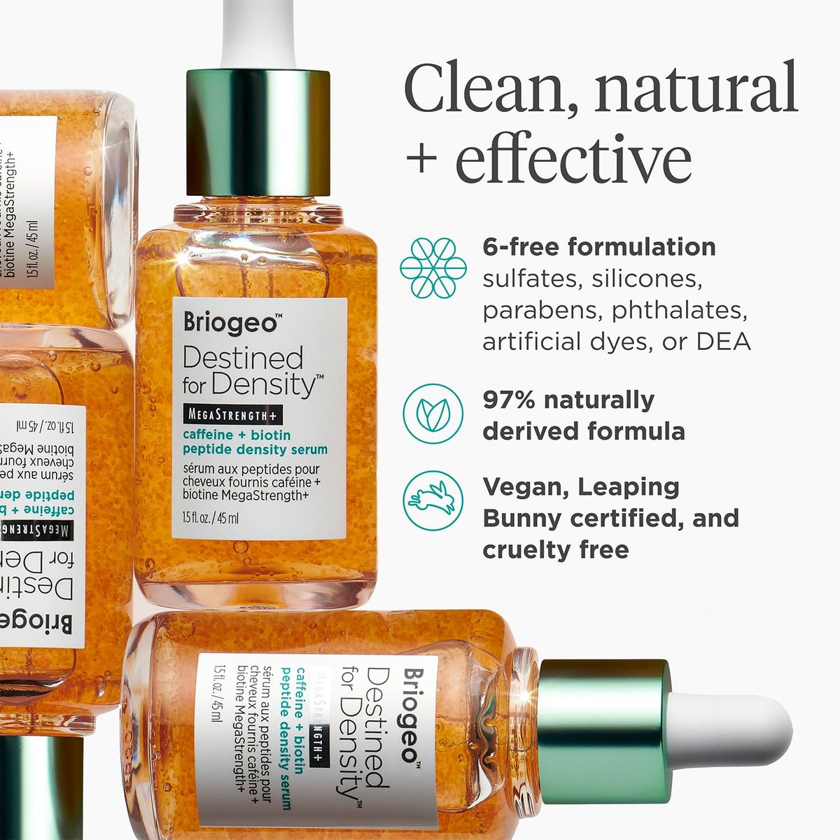 Briogeo Destined for Density Caffeine + Biotin Peptide Density Serum – Increases Hair Thickness & Volume for Fine or Thinning Hair, Fast-Absorbing, Non-Greasy, Fragrance-Free, Vegan & Cruelty-Free Avelisse