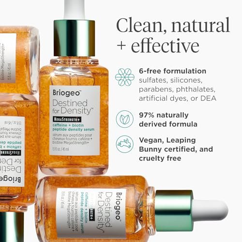 Briogeo Destined for Density Caffeine + Biotin Peptide Density Serum – Increases Hair Thickness & Volume for Fine or Thinning Hair, Fast-Absorbing, Non-Greasy, Fragrance-Free, Vegan & Cruelty-Free Avelisse