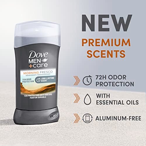 DOVE MEN + CARE Deodorant Stick Morning Fresco, Aluminum Free, 72-Hour Odor Protection, 3 oz (Pack of 3) Avelisse