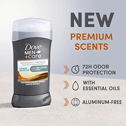 DOVE MEN + CARE Deodorant Stick Morning Fresco, Aluminum Free, 72-Hour Odor Protection, 3 oz (Pack of 3) Avelisse