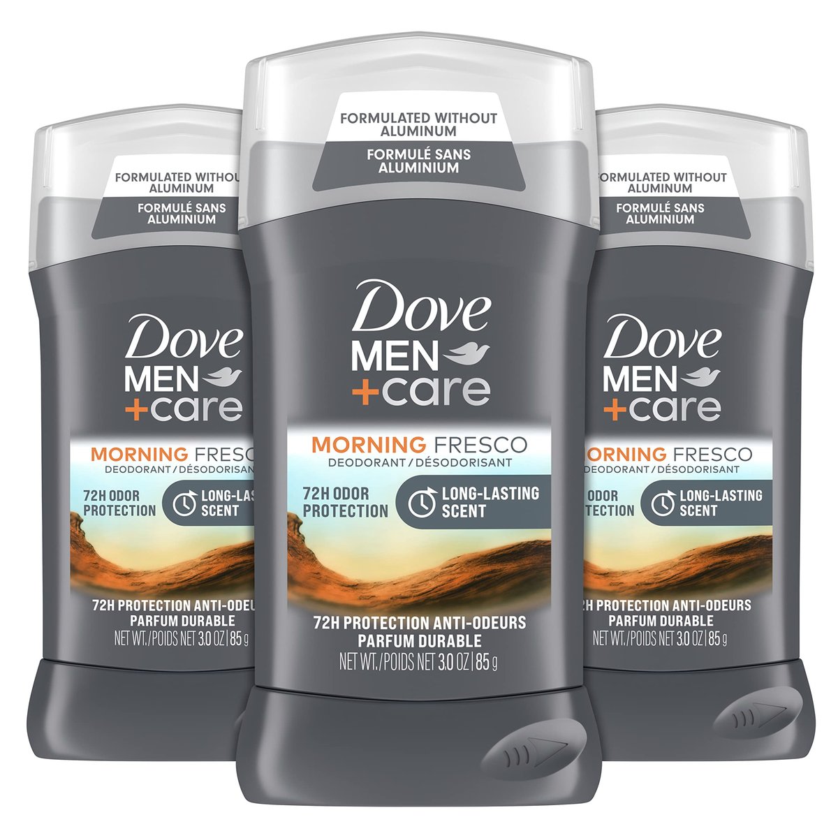 DOVE MEN + CARE Deodorant Stick Morning Fresco, Aluminum Free, 72-Hour Odor Protection, 3 oz (Pack of 3) Avelisse