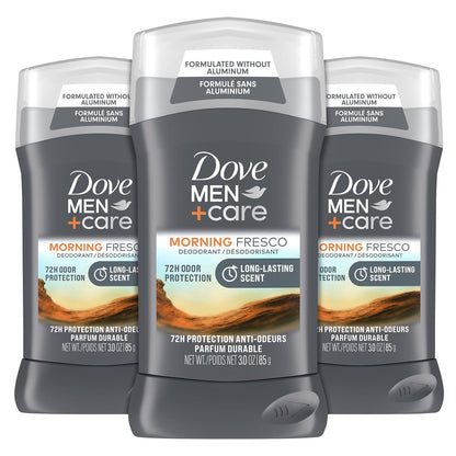 DOVE MEN + CARE Deodorant Stick Morning Fresco, Aluminum Free, 72-Hour Odor Protection, 3 oz (Pack of 3) Avelisse