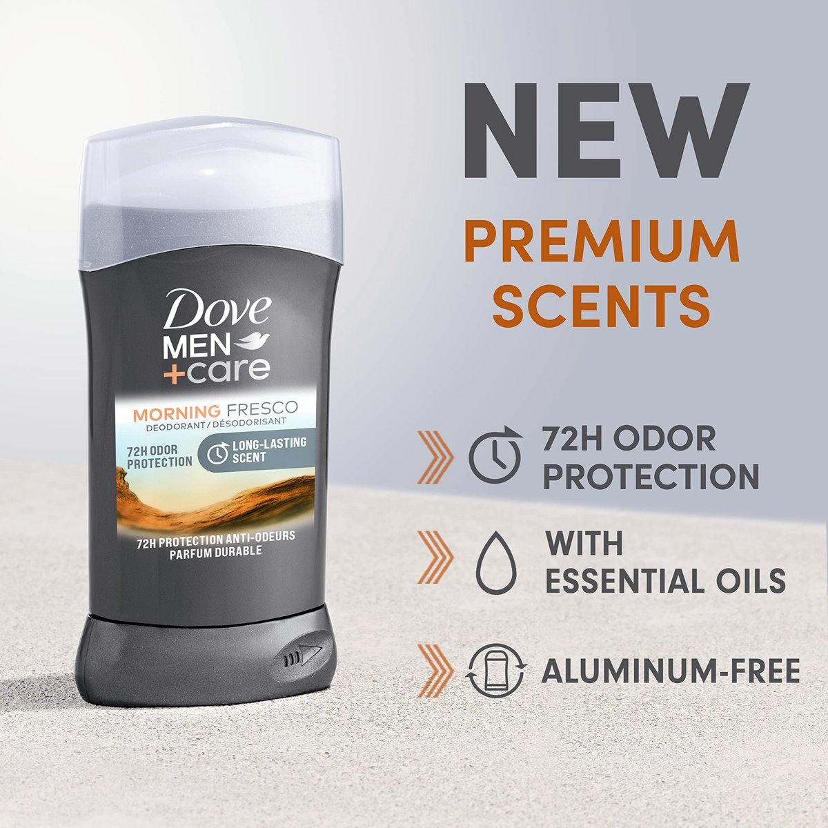 DOVE MEN + CARE Deodorant Stick Morning Fresco, Aluminum Free, 72-Hour Odor Protection, 3 oz (Pack of 3) Avelisse