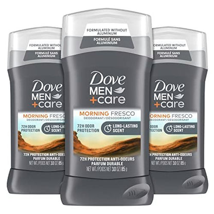 DOVE MEN + CARE Deodorant Stick Morning Fresco, Aluminum Free, 72-Hour Odor Protection, 3 oz (Pack of 3) Avelisse
