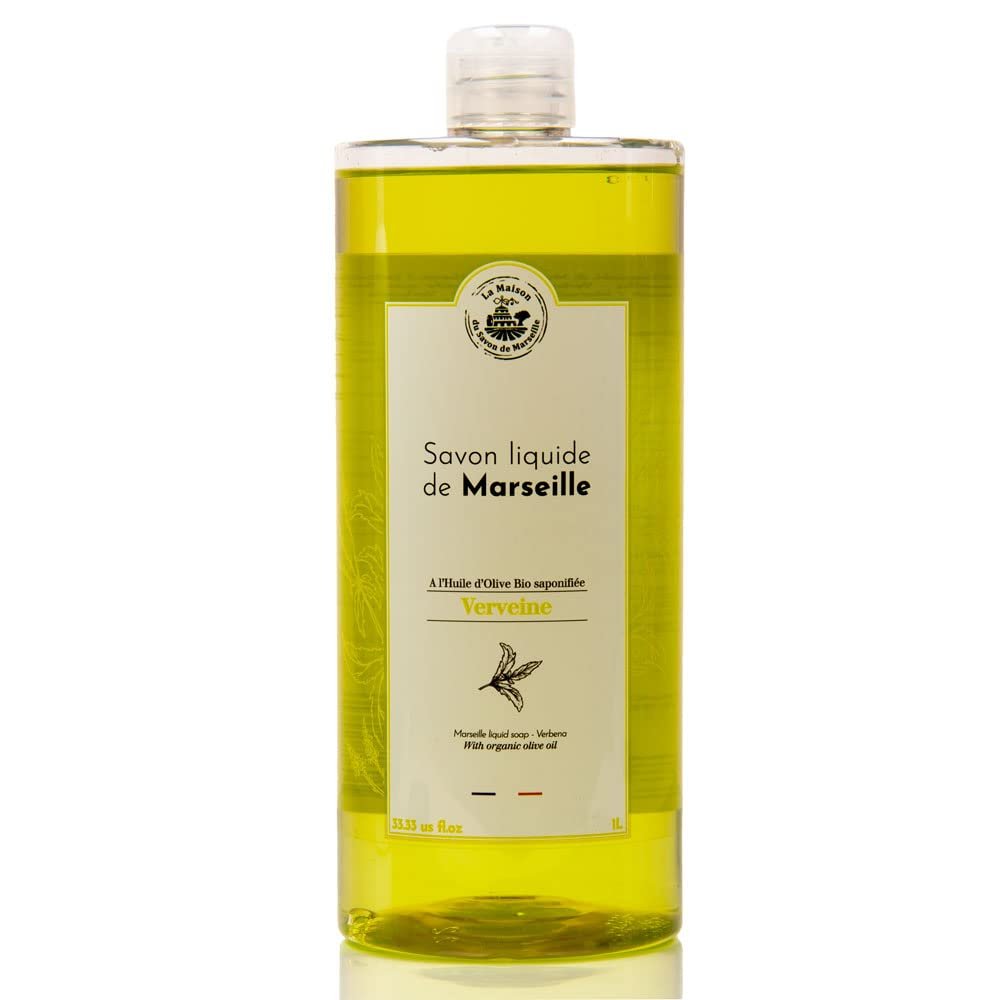 Maison du Savon de Marseille - French Liquid Soap Hand Wash made with Organic Olive Oil - Verbena Fragrance - 33.81 Fl oz - görsel 1
