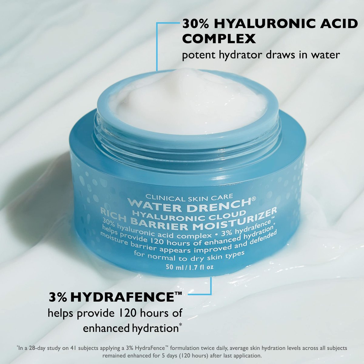 Peter Thomas Roth Water Drench Hyaluronic Cloud Rich Barrier Moisturizer - Fragrance-Free Hyaluronic Acid Cream for Dry Skin (1.7 oz) Avelisse