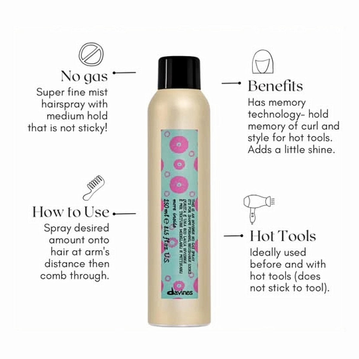 Davines This Is An Invisible No Gas Spray, Medium Hold Natural Finish - Non-Aerosol Spray for Brushable Hold, 8.45 Fl Oz Avelisse