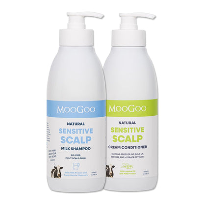 MooGoo Natural Milk Shampoo & Conditioner Set – Soothing Care for Itchy, Dry, Sensitive Scalps – Sulfate-Free, Silicone-Free, Paraben-Free – 2 x 16.9 fl oz Avelisse