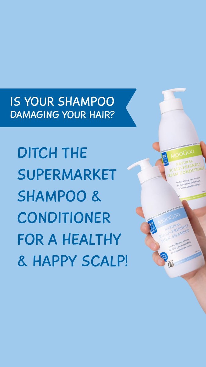 MooGoo Natural Milk Shampoo & Conditioner Set – Soothing Care for Itchy, Dry, Sensitive Scalps – Sulfate-Free, Silicone-Free, Paraben-Free – 2 x 16.9 fl oz Avelisse