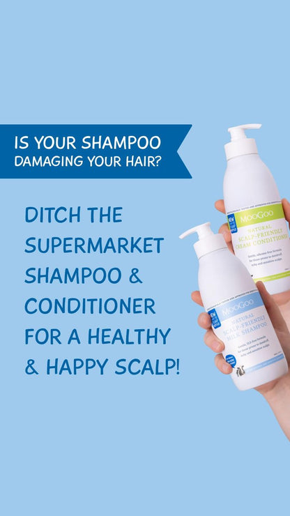 MooGoo Natural Milk Shampoo & Conditioner Set – Soothing Care for Itchy, Dry, Sensitive Scalps – Sulfate-Free, Silicone-Free, Paraben-Free – 2 x 16.9 fl oz Avelisse