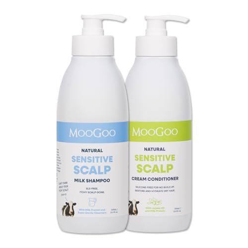 MooGoo Natural Milk Shampoo & Conditioner Set – Soothing Care for Itchy, Dry, Sensitive Scalps – Sulfate-Free, Silicone-Free, Paraben-Free – 2 x 16.9 fl oz Avelisse