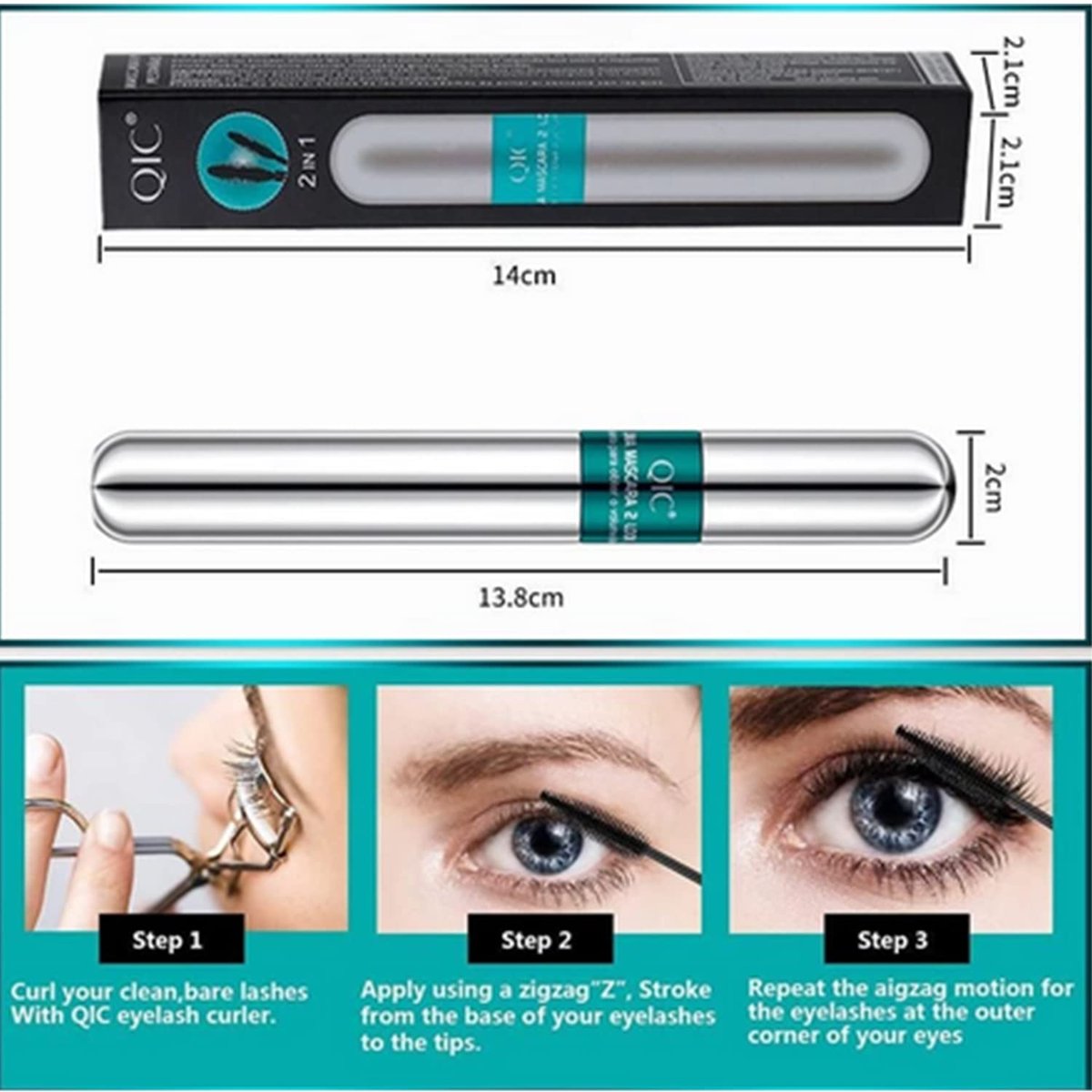 2 Pack Lash Cosmetics Mascara – 5x Longer Lashes, Waterproof Volume & Length, Long-Lasting Black Mascara - görsel 11