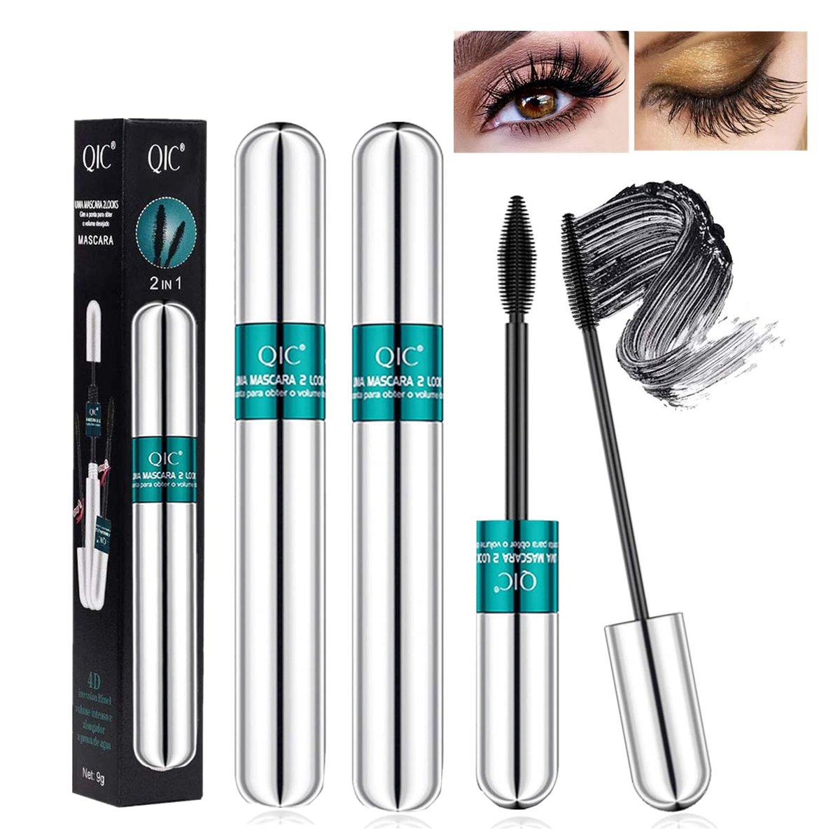 2 Pack Lash Cosmetics Mascara – 5x Longer Lashes, Waterproof Volume & Length, Long-Lasting Black Mascara - görsel 1