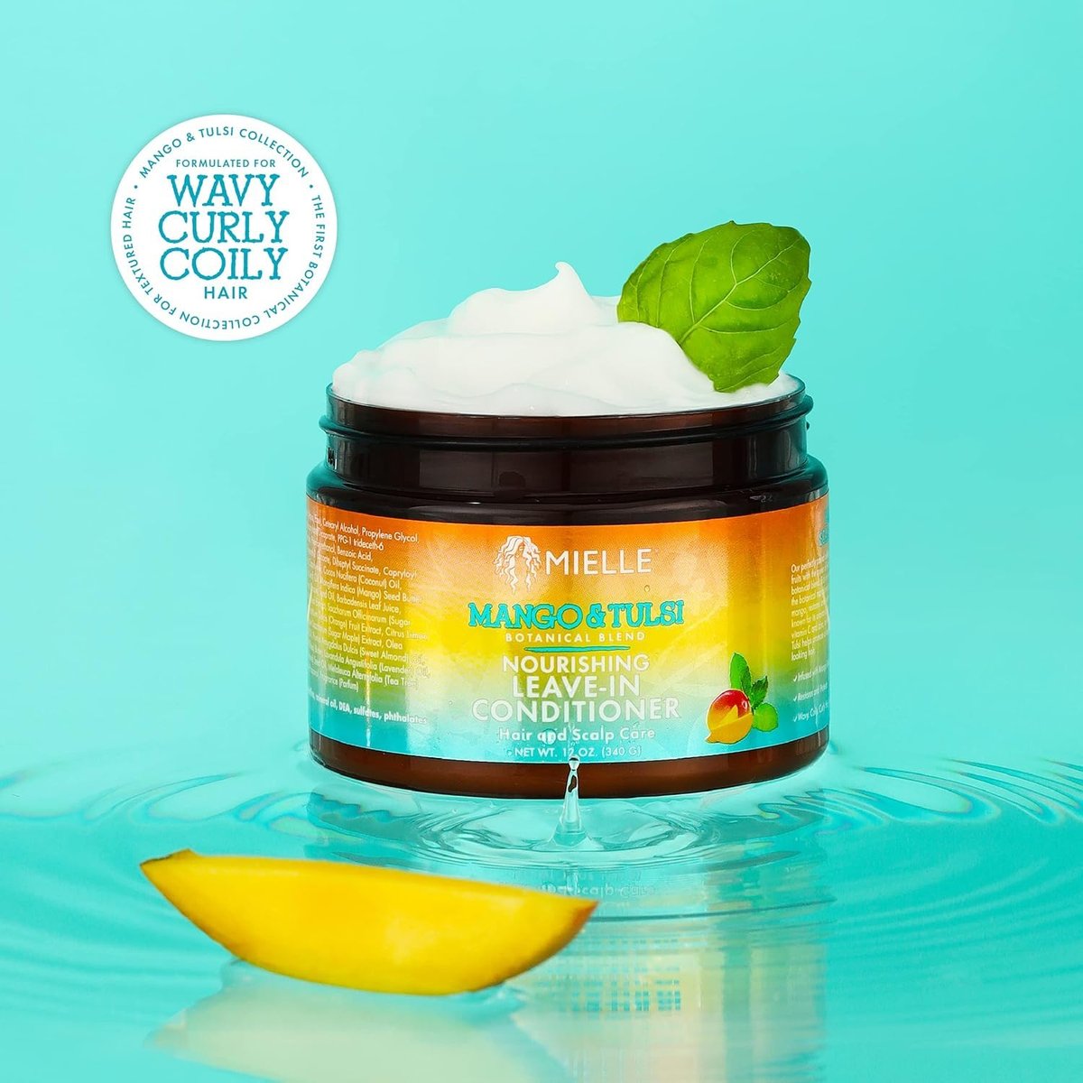 Mielle Organics Mango & Tulsi Nourishing Leave In Conditioner for Curly Hair - Moisturizing Leave In Conditioner with Breakage Protection & Scalp Nourishment - Detangles & Reduces Frizz (12 Oz) - görsel 7