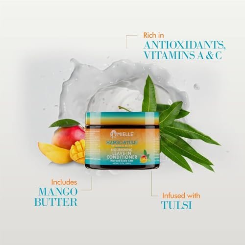 Mielle Organics Mango & Tulsi Nourishing Leave In Conditioner for Curly Hair - Moisturizing Leave In Conditioner with Breakage Protection & Scalp Nourishment - Detangles & Reduces Frizz (12 Oz) - görsel 10