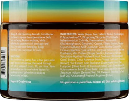 Mielle Organics Mango & Tulsi Nourishing Leave In Conditioner for Curly Hair - Moisturizing Leave In Conditioner with Breakage Protection & Scalp Nourishment - Detangles & Reduces Frizz (12 Oz)
