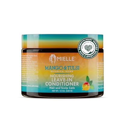 Mielle Organics Mango & Tulsi Nourishing Leave In Conditioner for Curly Hair - Moisturizing Leave In Conditioner with Breakage Protection & Scalp Nourishment - Detangles & Reduces Frizz (12 Oz)