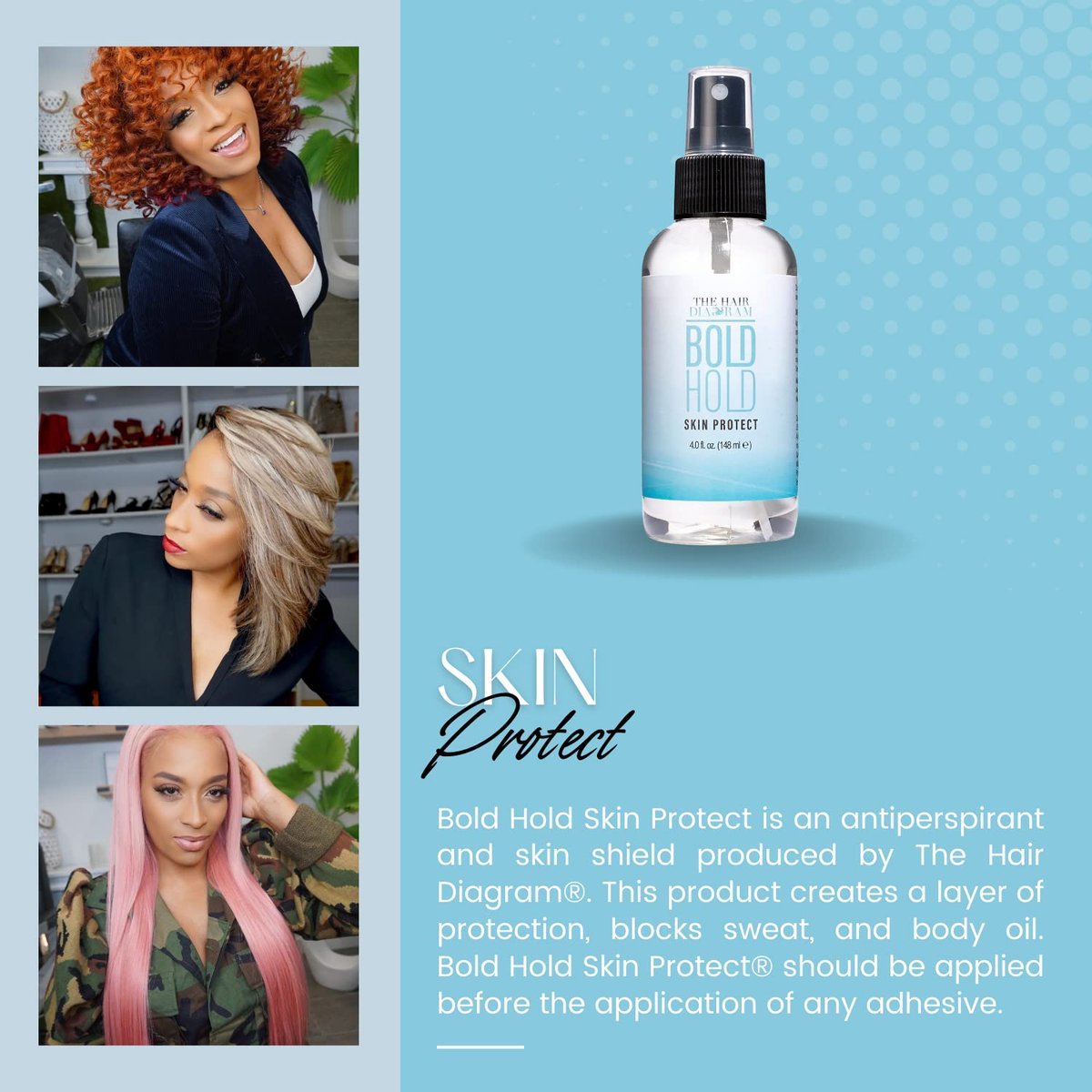 Bold Hold Skin Protectant by The Hair Diagram - Sensitive Skin Scalp Protector & Antiperspirant for Lace Wig Adhesives Avelisse