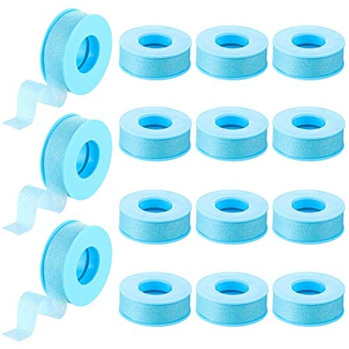 Nuanchu 12 Rolls Blue Lash Tape Bulk – Reusable Silicone Eyelash Extension Tape for Sensitive Skin, 0.5 Inch x 3.9 Yards Avelisse