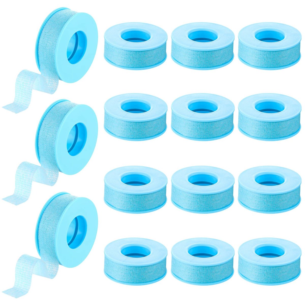 Nuanchu 12 Rolls Blue Lash Tape Bulk – Reusable Silicone Eyelash Extension Tape for Sensitive Skin, 0.5 Inch x 3.9 Yards Avelisse