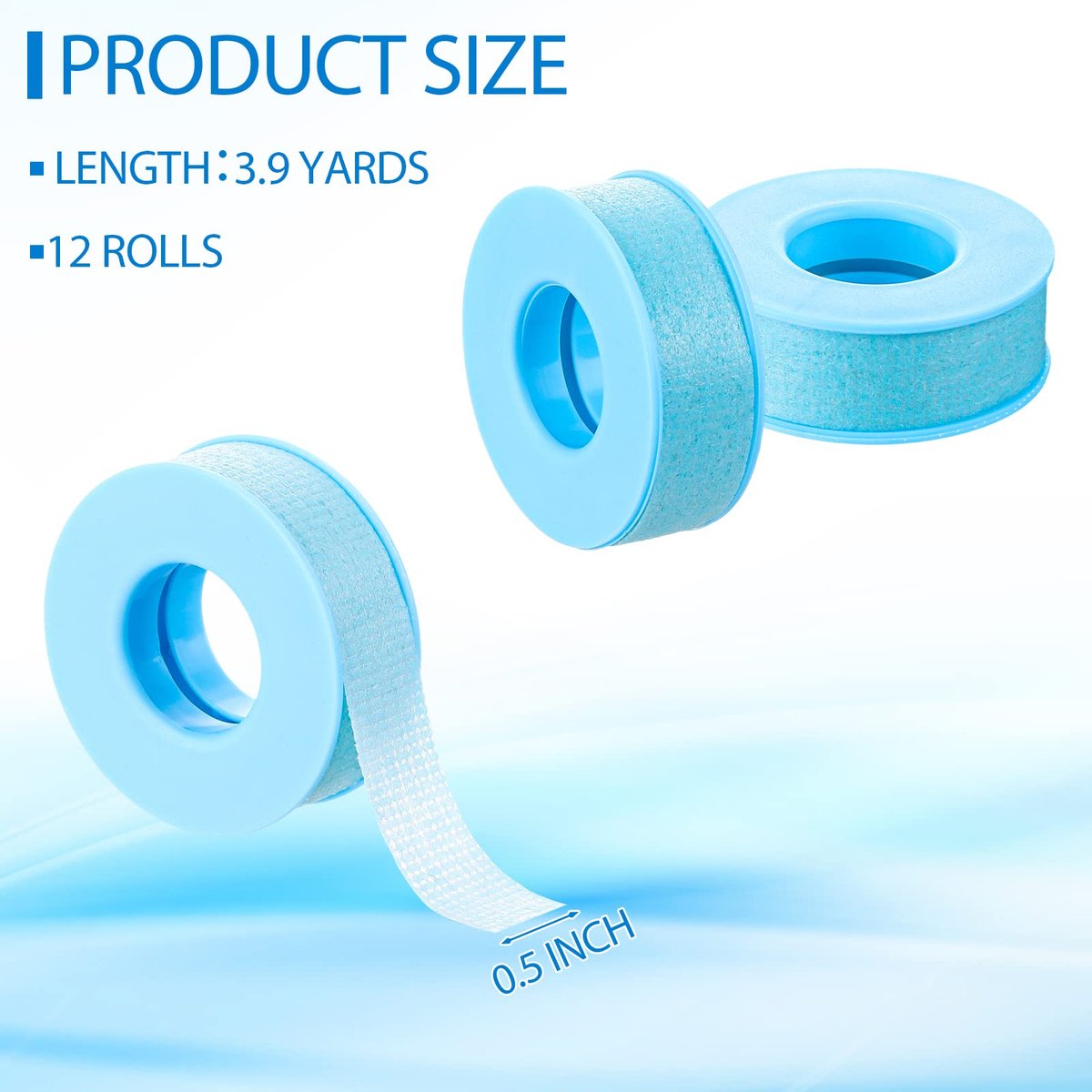 Nuanchu 12 Rolls Blue Lash Tape Bulk – Reusable Silicone Eyelash Extension Tape for Sensitive Skin, 0.5 Inch x 3.9 Yards Avelisse