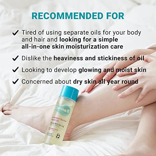 Derma B Intensive Barrier Multi Body Oil - Moisturizing Non-Sticky Multi-Use Oil for Sensitive Skin, 4.56 fl oz (135ml) Avelisse